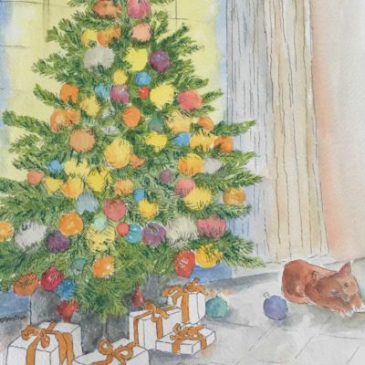 Card with Cat: “Ms Nemes and the Tree, Painting