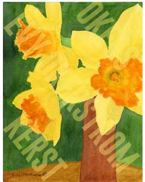 Lilies-2-7x9-From-PO-Artworks-Daffodils-in-Vase