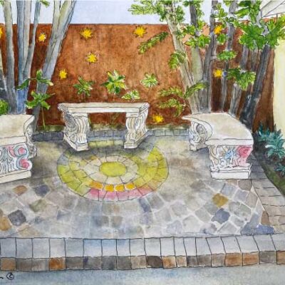 "Urban Sketch of Hub Garden"