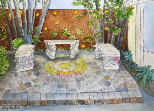 "Urban Sketch of Hub Garden"