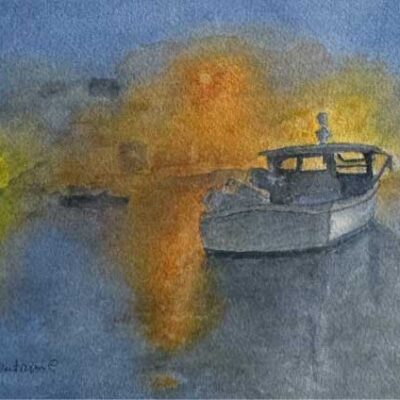 "Lobster Boat in Fog", by Evy Okerstrom