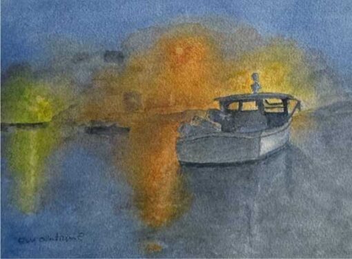 "Lobster Boat in Fog", by Evy Okerstrom